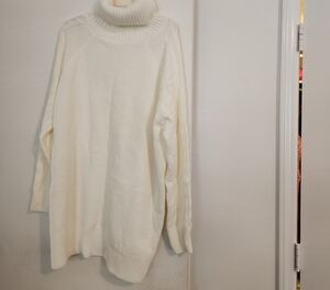 New Turtleneck Cable Knit Sweater Dress - Ivory